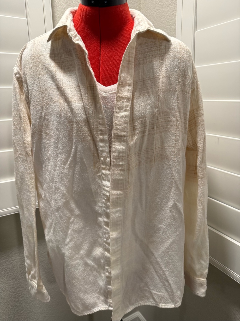 Cream Long-Sleeve Women's Shirt with Black Photo Back Panel - Picture 2 of 2